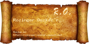 Rozinger Oszkár névjegykártya